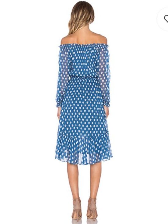 Diane von Furstenberg DVF Camila Two Hi-Low Silk Chiffon Dot Batik Dress, Size 8 - Picture 6 of 15